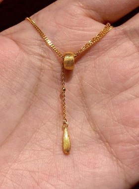 中古拉丝洛神之泪项链女vintage古法传承颈链小众个性设计锁骨链