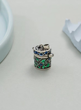 新中式碟恋花嘎乌盒子吊坠女复古做旧diy手工挂件香囊香薰坠子