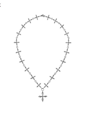 现货smfk项链十字花吊坠人造手镯轻奢项链女国潮可调节原创锁骨链