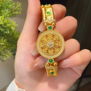 灵动八宝罗盘金色手链双扣手表链时尚复古国风奢华优雅直播同款