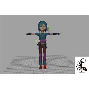 Maya小女孩模型绑定素材