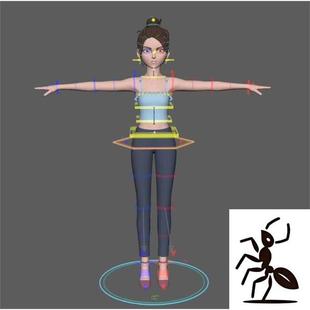 Maya卡通女孩带骨骼权重绑定，带表情口腔模型35(自动发货