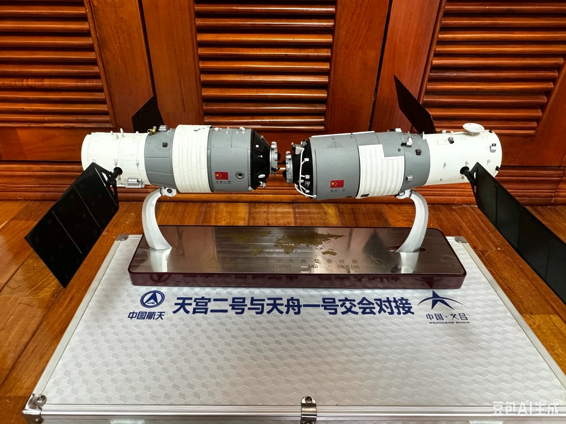 合金天宫二号和天舟一号对接器模型航天成品宇宙飞船模型仿真