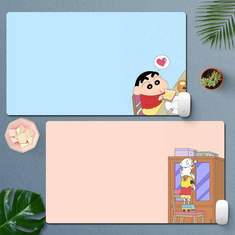 蜡笔小新书桌垫电脑键盘垫 日本动漫卡通大号加厚防滑鼠标垫锁边