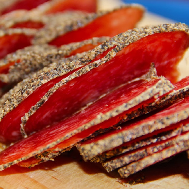 西班牙萨拉米进口切片即食香肠纯肉肠风干腊肠经典黑胡椒口味辣肠