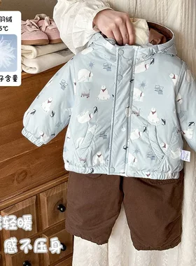 婴幼儿棉衣连帽外套冬款男女童三合一冲锋衣宝宝保暖羽绒内胆 a类
