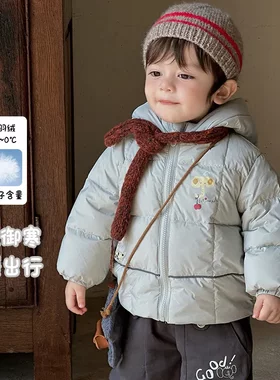 男童羽绒服冬装2025新款冬季男宝加厚上衣婴儿白鸭绒连帽外套 a类