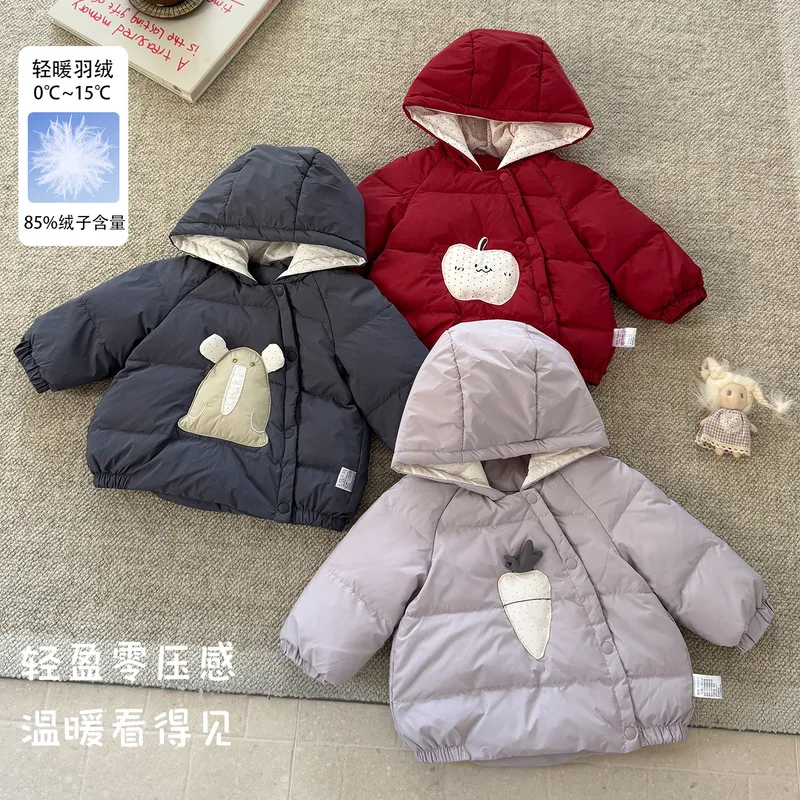 2026秋冬新款女宝羽绒服外套可爱卡通婴幼儿连帽上衣女童外穿衣服