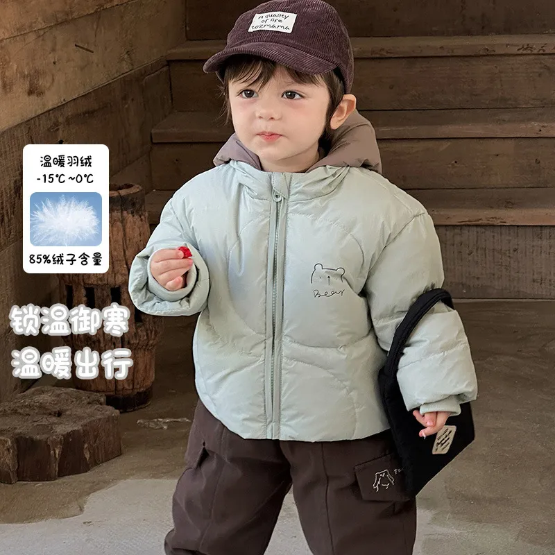 宝宝羽绒服男宝2025新款冬季婴幼儿90白鸭绒外套男童保暖长袖 a类