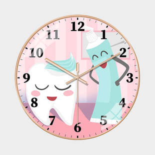 牙科医院牙医诊所挂钟创意卡通儿童牙齿口腔时钟个性 静音钟表 时尚