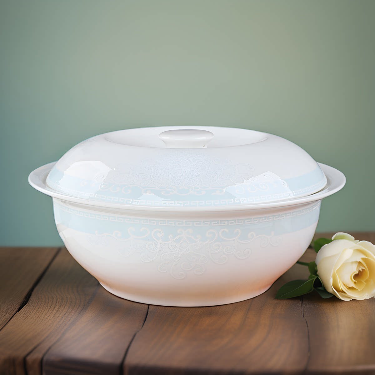 家用陶瓷品锅带盖汤煲创意大号汤碗汤锅酸菜鱼碗骨瓷釉下彩大汤盆