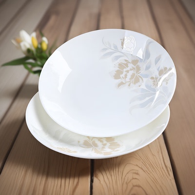 盘子菜盘家用骨瓷深碟骨碟水果盘创意陶瓷早餐盘简约炒菜盘子餐具