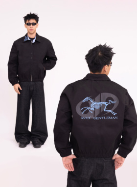 Madgentlemangroup 恶搞马年限定美式印花翻领夹克工装男女外套