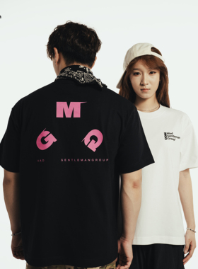 MGG 城市运动背后字母印花短袖t恤美式男女夏季宽松情侣装上衣