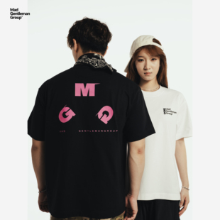 MGG 城市运动背后字母印花短袖t恤美式男女夏季宽松情侣装上衣