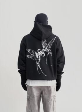 MGG 24FW'喜鹊’美式印花连帽卫衣潮秋季新品宽松休闲情侣帽衫男