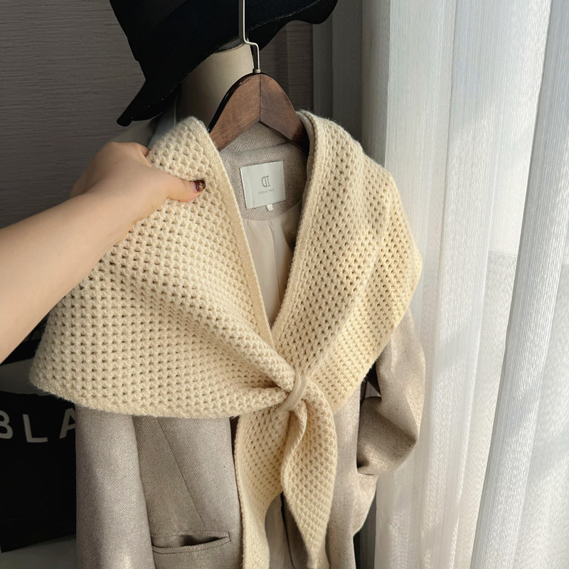 护颈秋冬三角围巾镂空披肩外搭女