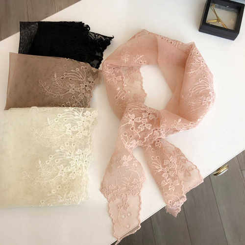 法式蕾丝头巾三角巾颈饰丝巾发带