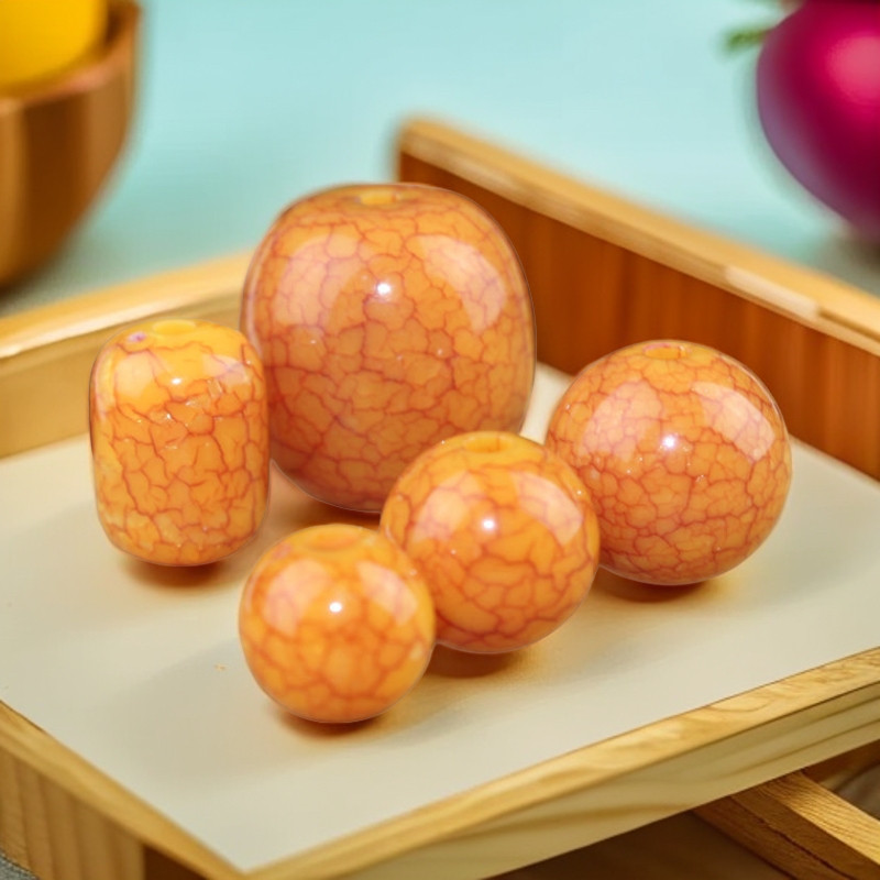 裂纹鸡油黄蜜蜡圆珠佛珠 星月菩提手工diy手串配件念珠手链隔珠