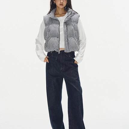 7AM10PM复古个性腰带原色牛仔裤女 2024新款宽松直筒拖地长裤时髦