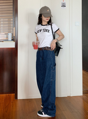 7AM10PM白色撞色短袖t恤女短款修身圆领上衣