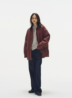 7AM10PM 高级感安哥拉红夹棉风衣外套女 灯芯绒工装宽松棉服上衣