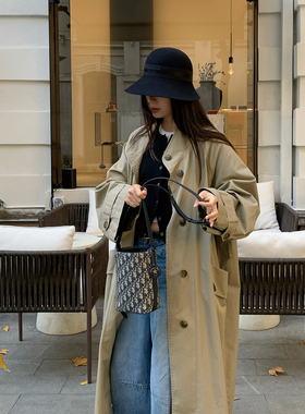 CWL250318卡其色廓形风衣