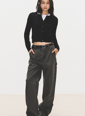 7AM10PM  复古深灰色工装裤女 2025新款百搭宽松直筒休闲长裤纯棉