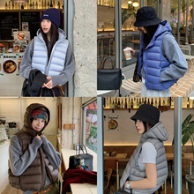 7AM10PM火山岩发热纱三星90白鸭绒马甲女 排骨连帽羽绒服背心外套