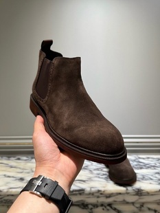 潮短靴磨砂皮马丁靴男反绒英伦切尔西靴真皮秋冬男靴经典 烟筒靴子