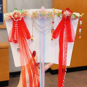 中国风古装汉服头饰发夹后压超仙女童头饰发卡学校节日表演用头饰