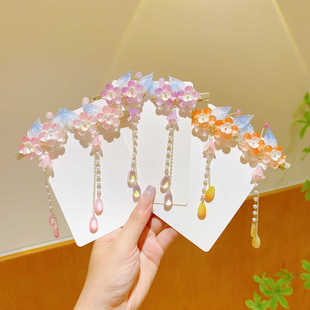 国风新款古风女服头饰儿童古装公主流苏卡发夹中国风小女童孩古风