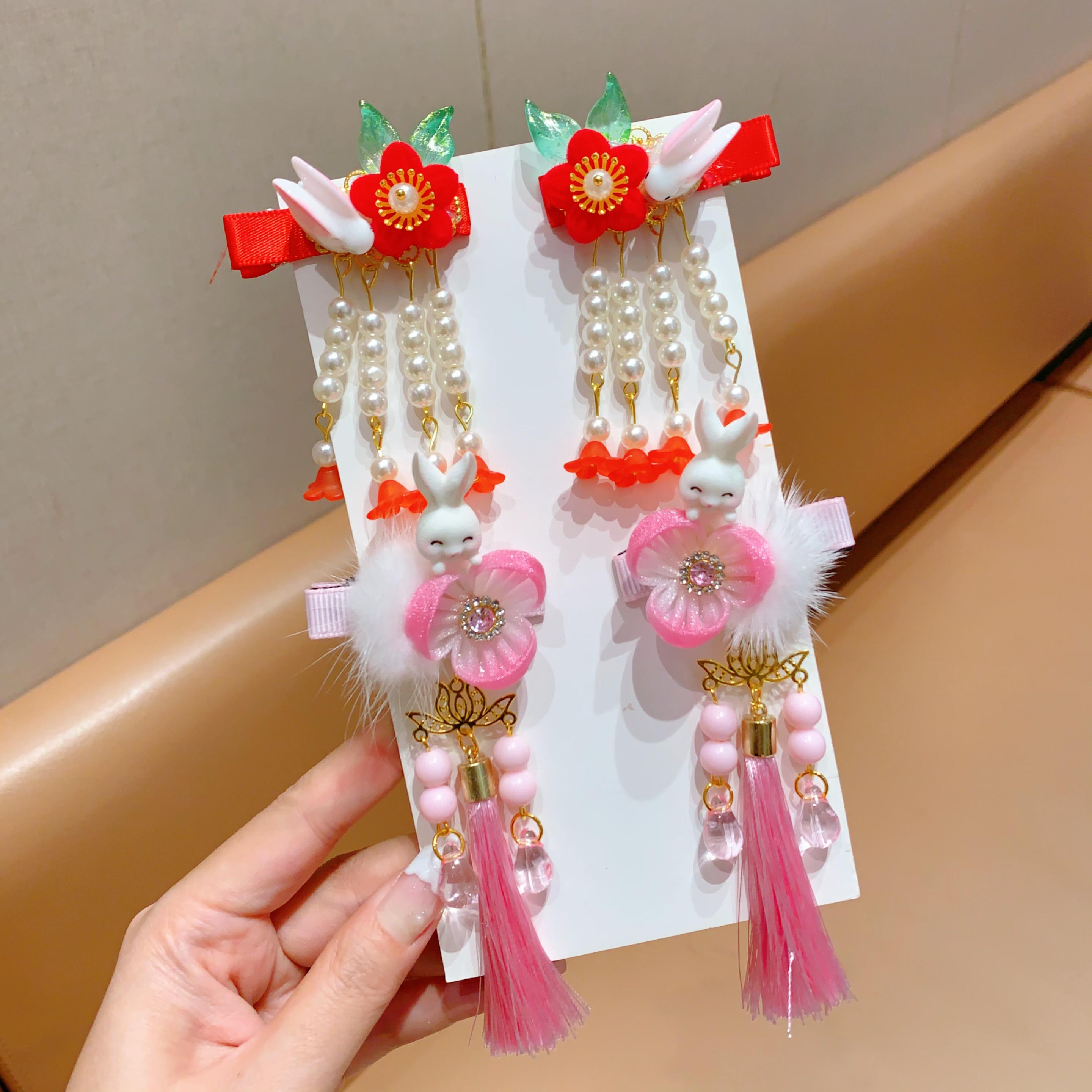 中国风女童超仙小兔兔发夹