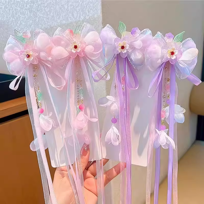 新款女童汉服头饰儿童甜美花朵
