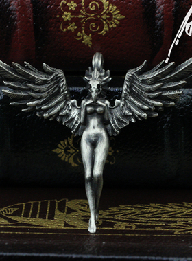 A鸦原创设计手工定做新品飞天女巫乌鸦女神男士925银饰吊坠项链