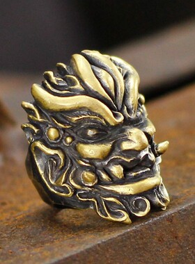 手工定制中国风蚩尤925银黄铜男款戒指歌特个性时尚男款开口戒指