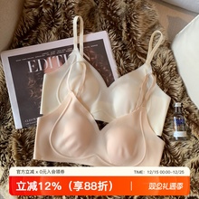 薄款兔耳朵裸感无痕乳胶内衣女士无钢圈大胸显小粉底液透气文胸罩