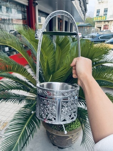 hookah charcoal basket阿拉伯水烟餐厅碳篮装椰壳炭大号银色碳篮