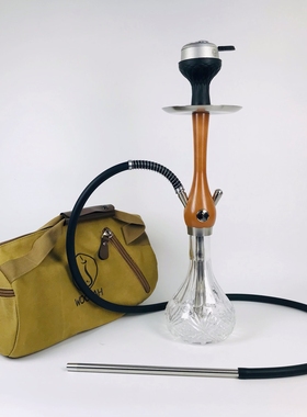 阿拉伯水烟 WOOKAH hookah 国产木头款不锈钢单管水烟壶大号