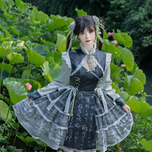 原创新中式改良旗袍lolita连衣裙op洛丽塔可爱少女国风气质公主裙