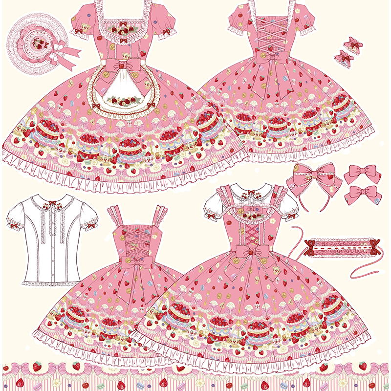 【征集定金拍2元抵10】草莓蛋糕原创正品洛丽塔JSK裙子意向金裙子