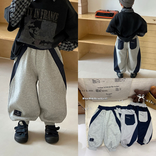 2025新款 下装 儿童运动裤 宝宝棉料收脚裤 中小童拼接卫裤 男童休闲裤