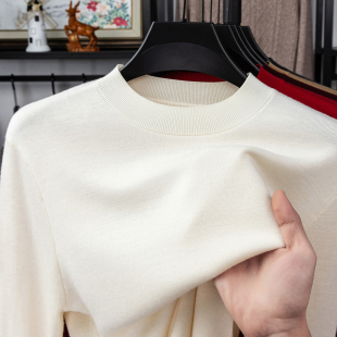 420克【100%美丽诺羊毛+四平加厚】可机洗精纺羊毛衫男半高领毛衣
