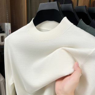 【直径仅13μm】高密16针可机洗薄100%美丽诺羊毛衫男半高领毛衣