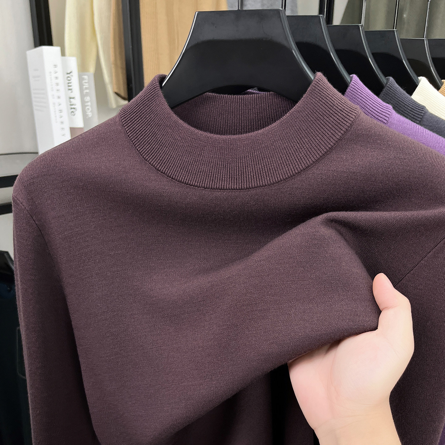 450克【100%美丽诺羊毛+四平加厚】可机洗精纺羊毛衫男半高领毛衣