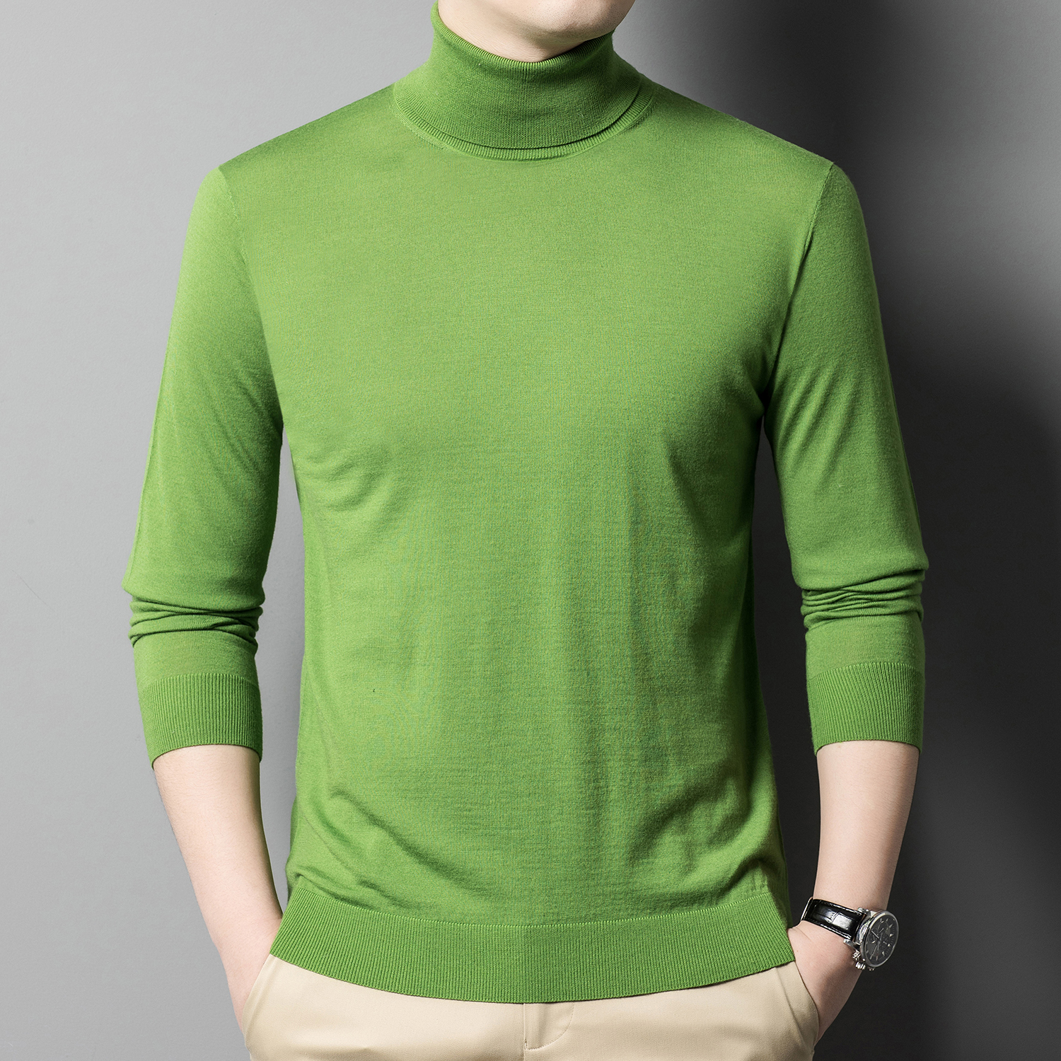 轻薄款80支高领羊毛衫