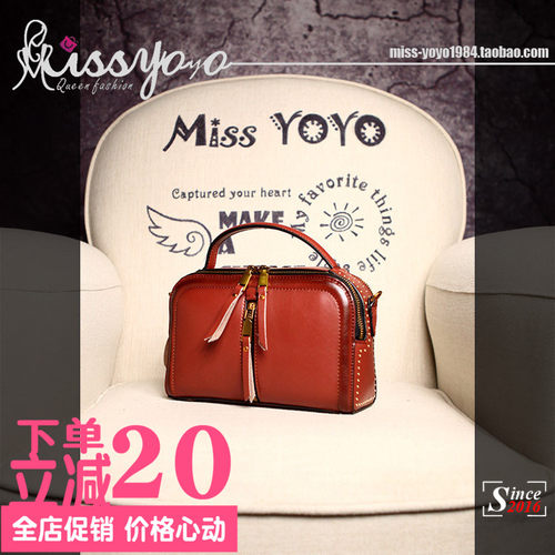 复古欧洲站铆钉牛皮百搭单肩包包