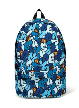 BABY MILO潮牌背包蓝色迷彩小猴子印花双肩包男女中学生书包