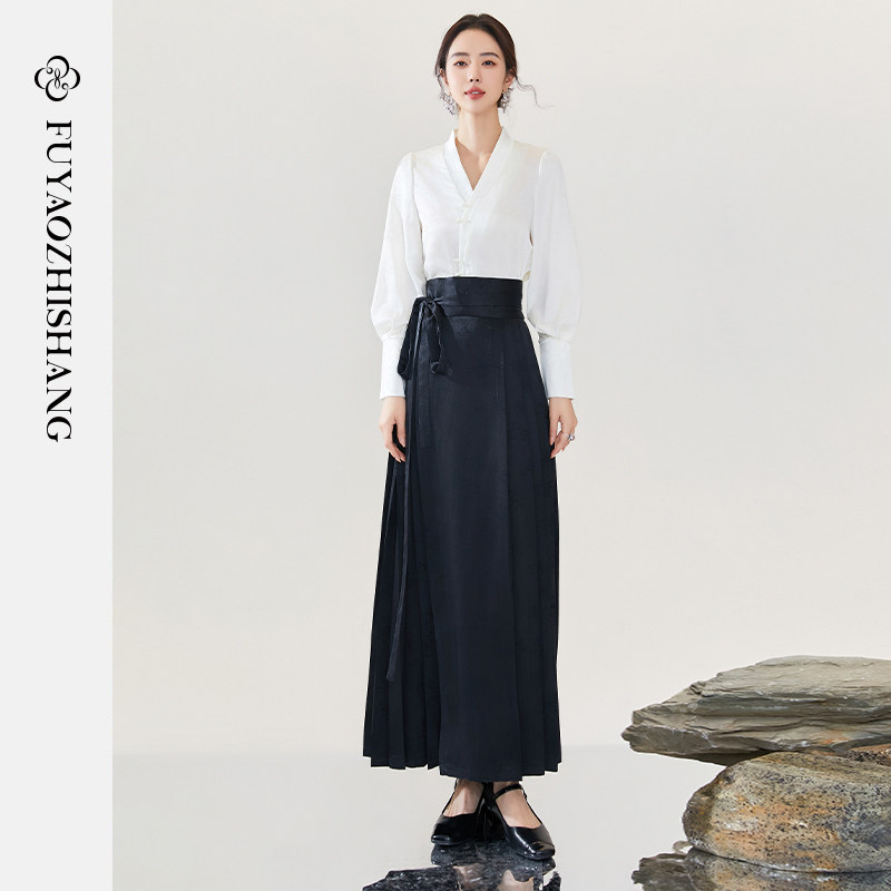 FUYAO扶摇 国风马面裙套装女春季2026新款日常通勤改良汉服两件套