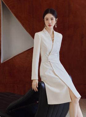 FUYAO扶摇 中华风连衣裙女2026新款国风女神范中长裙醋酸缎面裙子